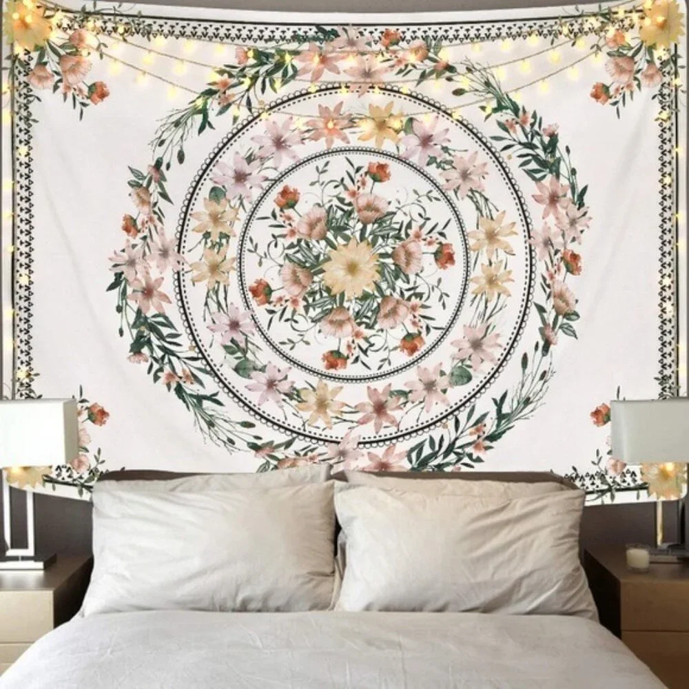 Floral Hippie Bedroom Bohemian Wall Tapestry Art